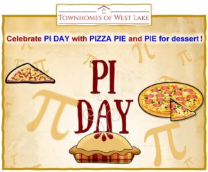 Pi Day! Celebrate with Pizza Pie and Pie for Dessert! RSVP REQUIRED! @ Pool cabana