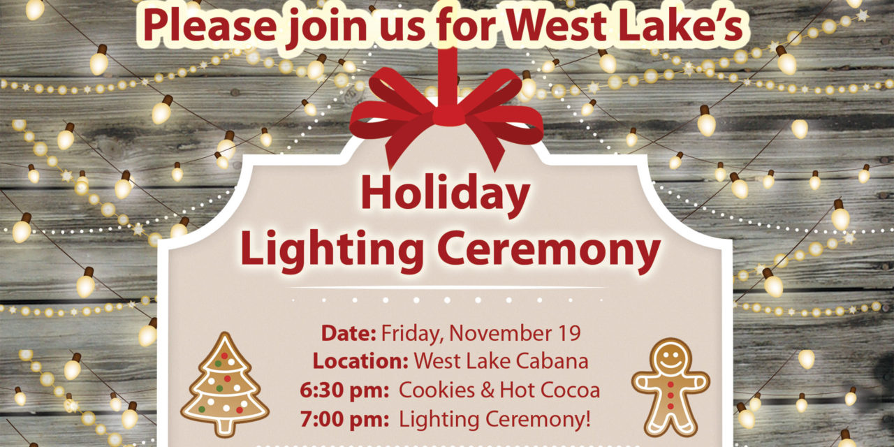 Holiday Lighting Ceremony – Cookies, Hot Cocoa, Gift Card Drawings & Fun – Nov 19 at the Cabana!